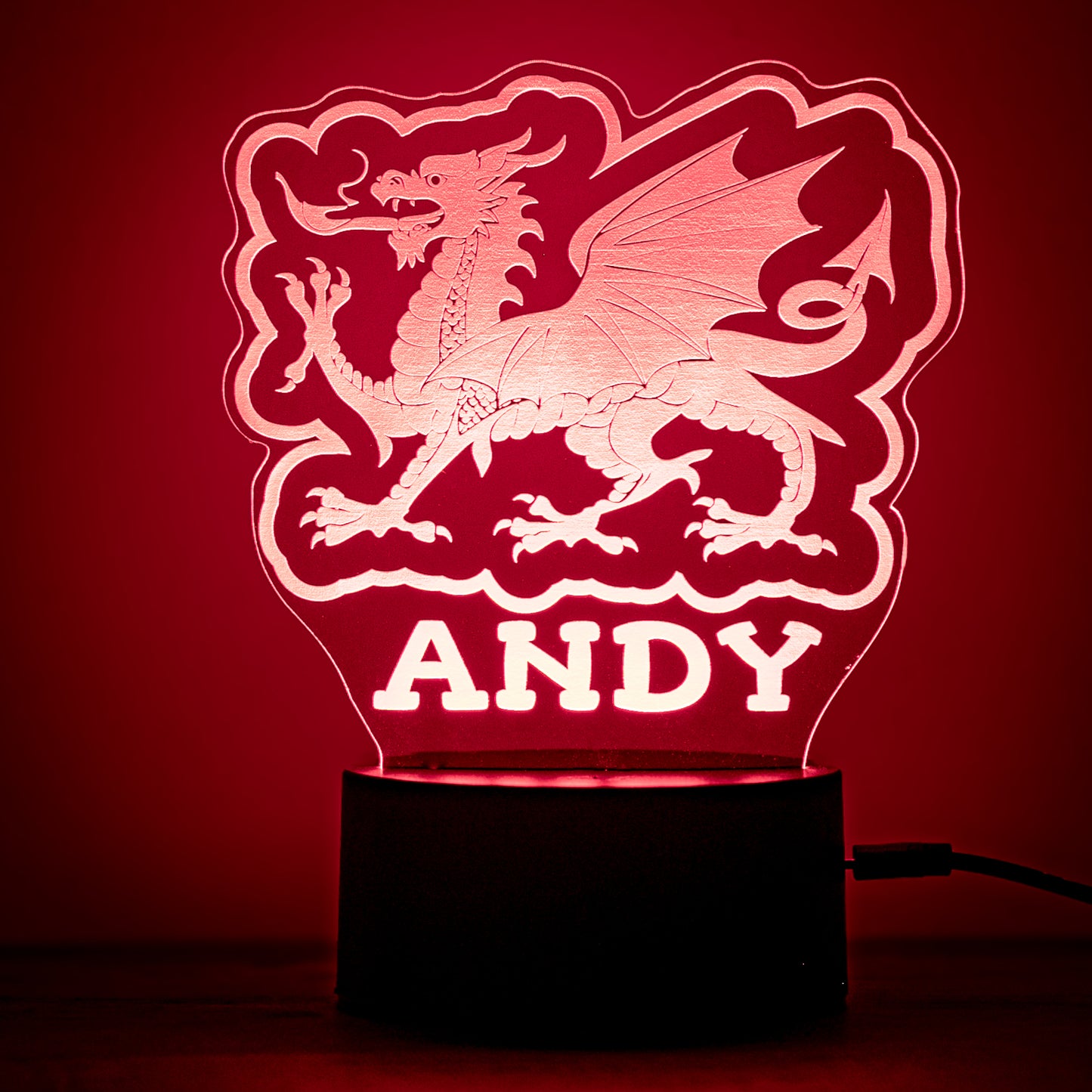 Welsh Dragon Personalised LED Light