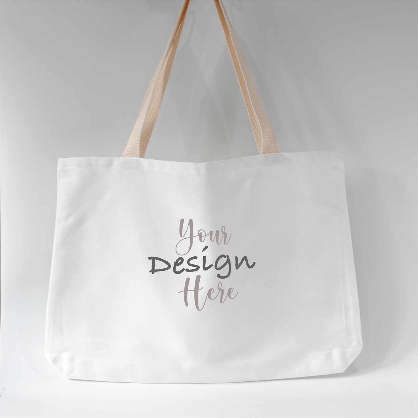 'Be There Now In A Minute' Black design Wide Canvas Totebag with personalisation option