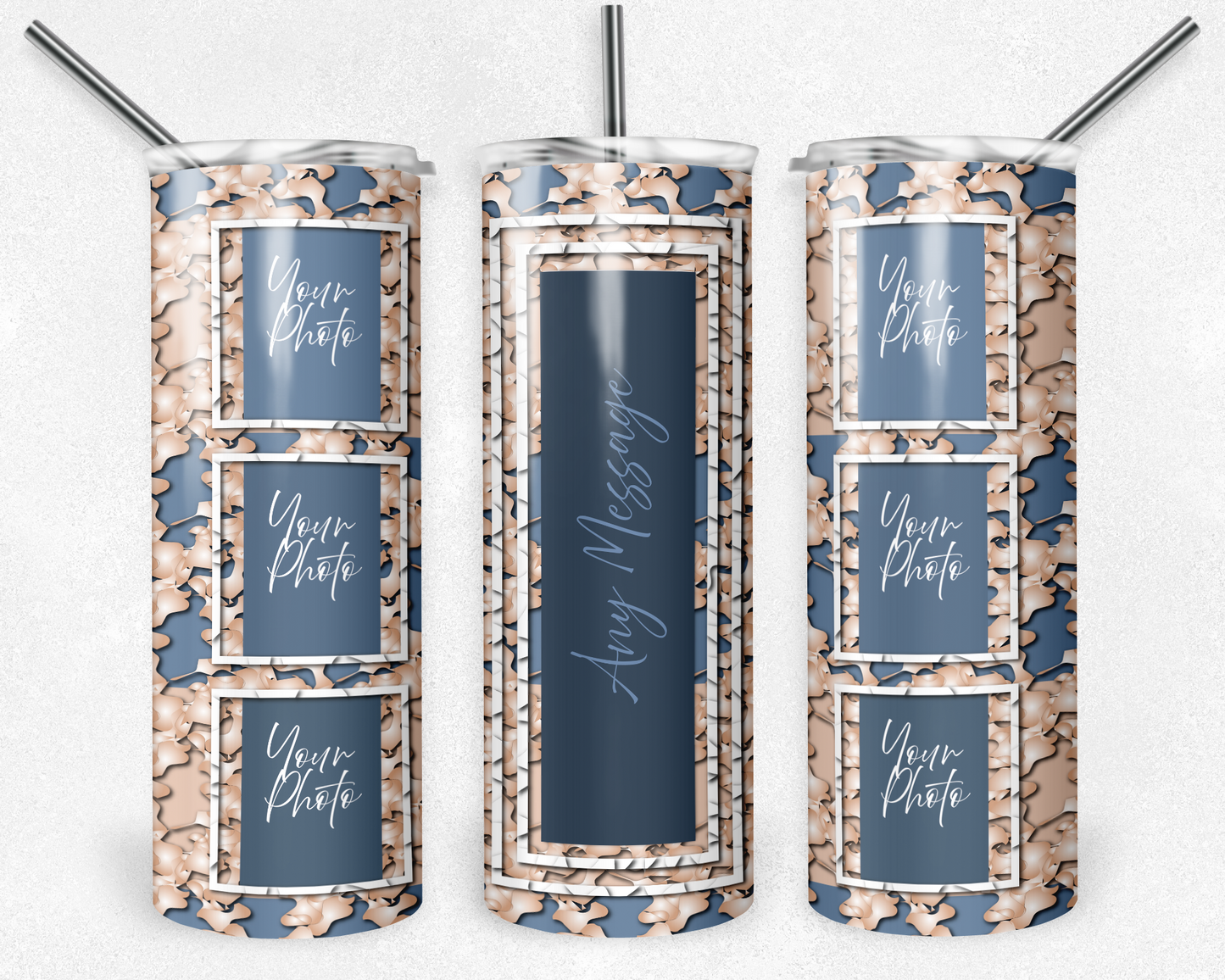 Customised Tumbler - Your PHOTO's - 20oz Stainless steel, skinny, double walled with straw