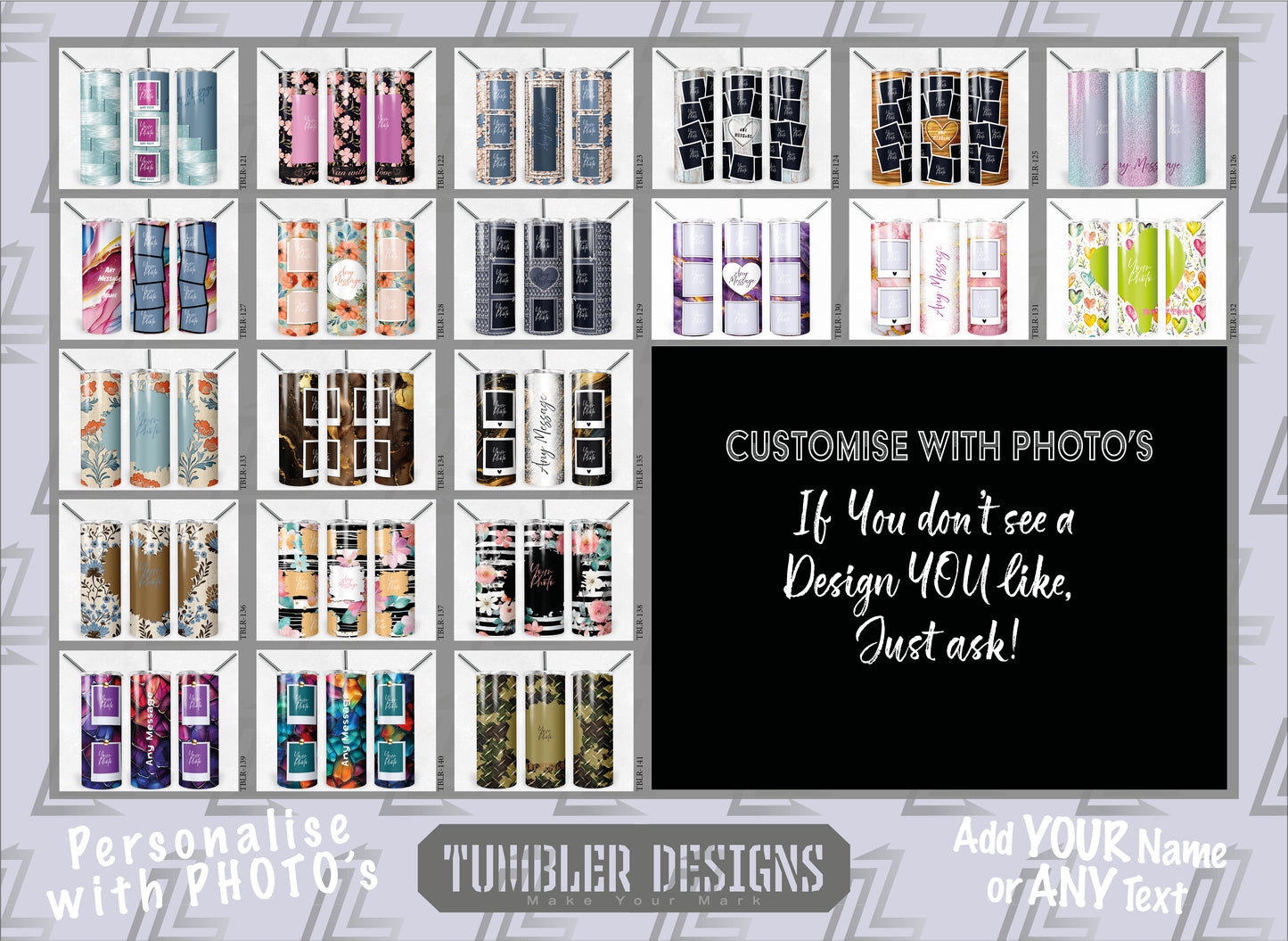 Customised Tumbler - Your PHOTO's - 20oz Stainless steel, skinny, double walled with straw