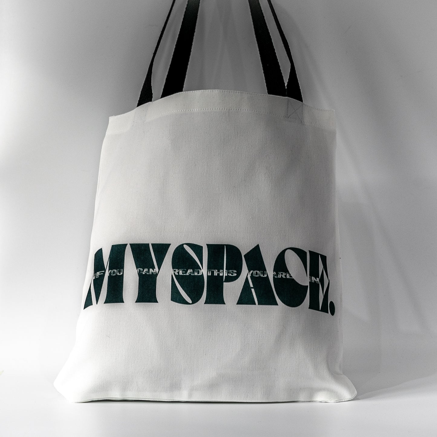 MYSPACE black design Canvas Totebag with personalisation option