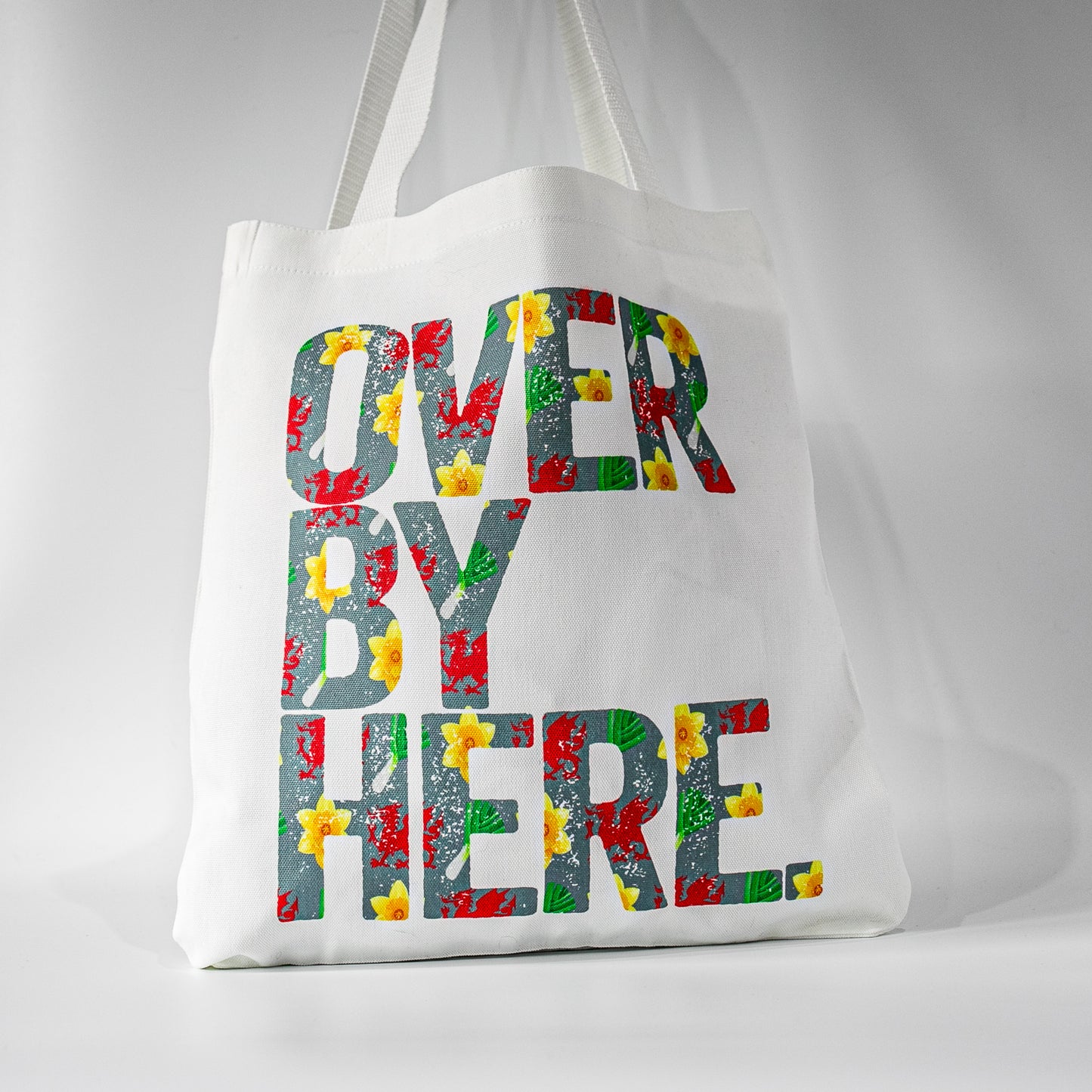 'Over by here, Over by There' design Canvas Totebag with personalisation option