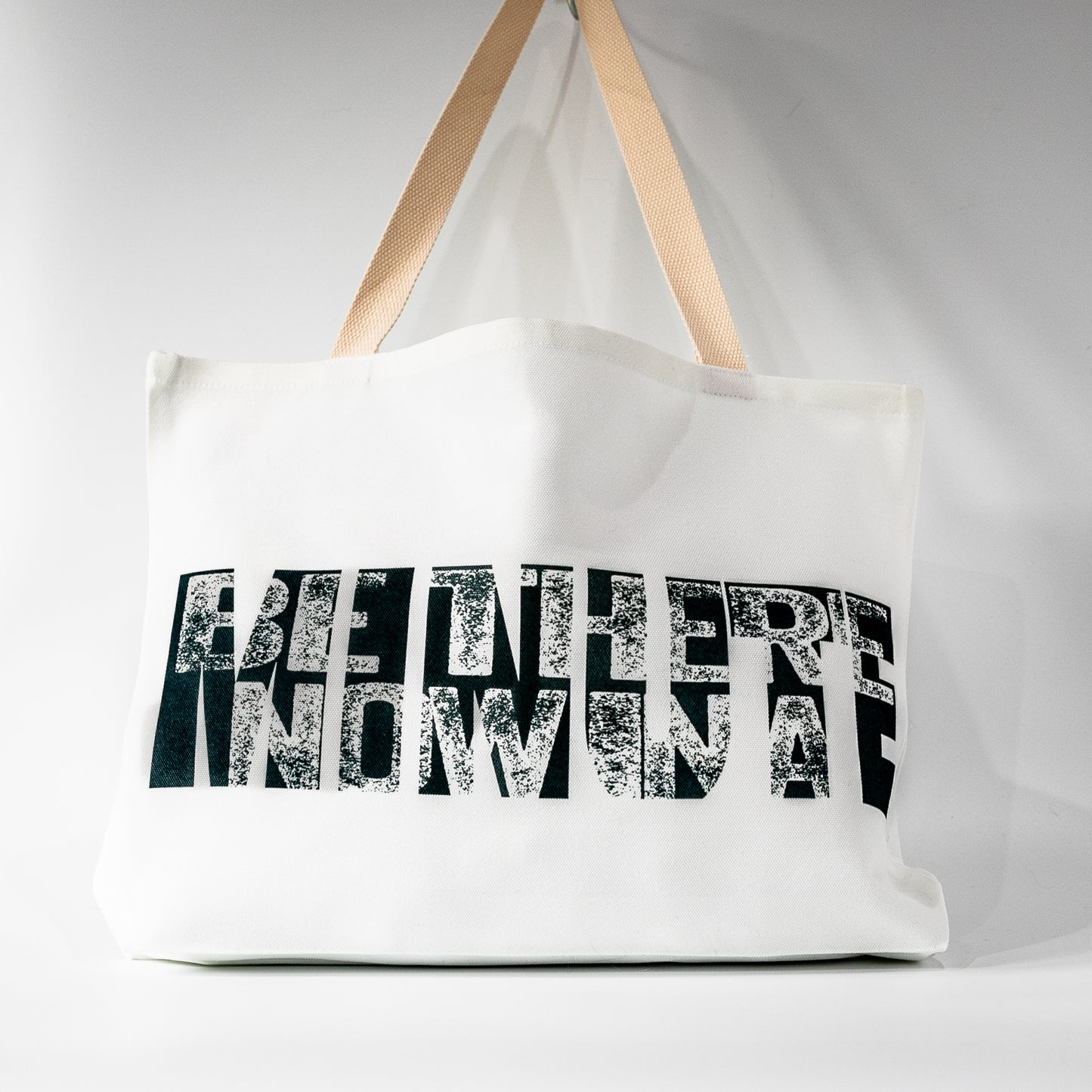 'Be There Now In A Minute' Black design Wide Canvas Totebag with personalisation option