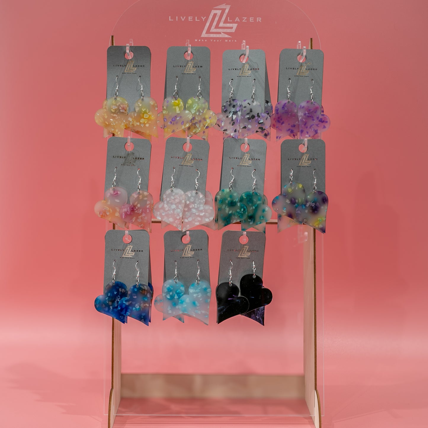 Candy crystals Acrylic Large Heart earrings