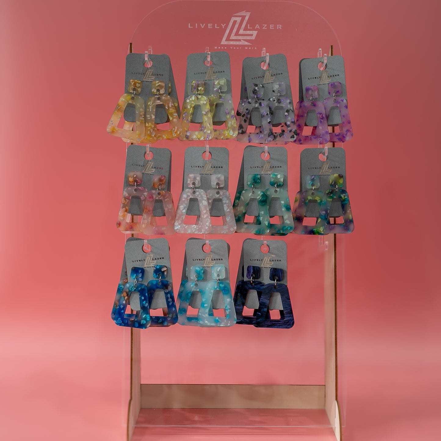 Candy crystals Acrylic Large Trapezoid earrings