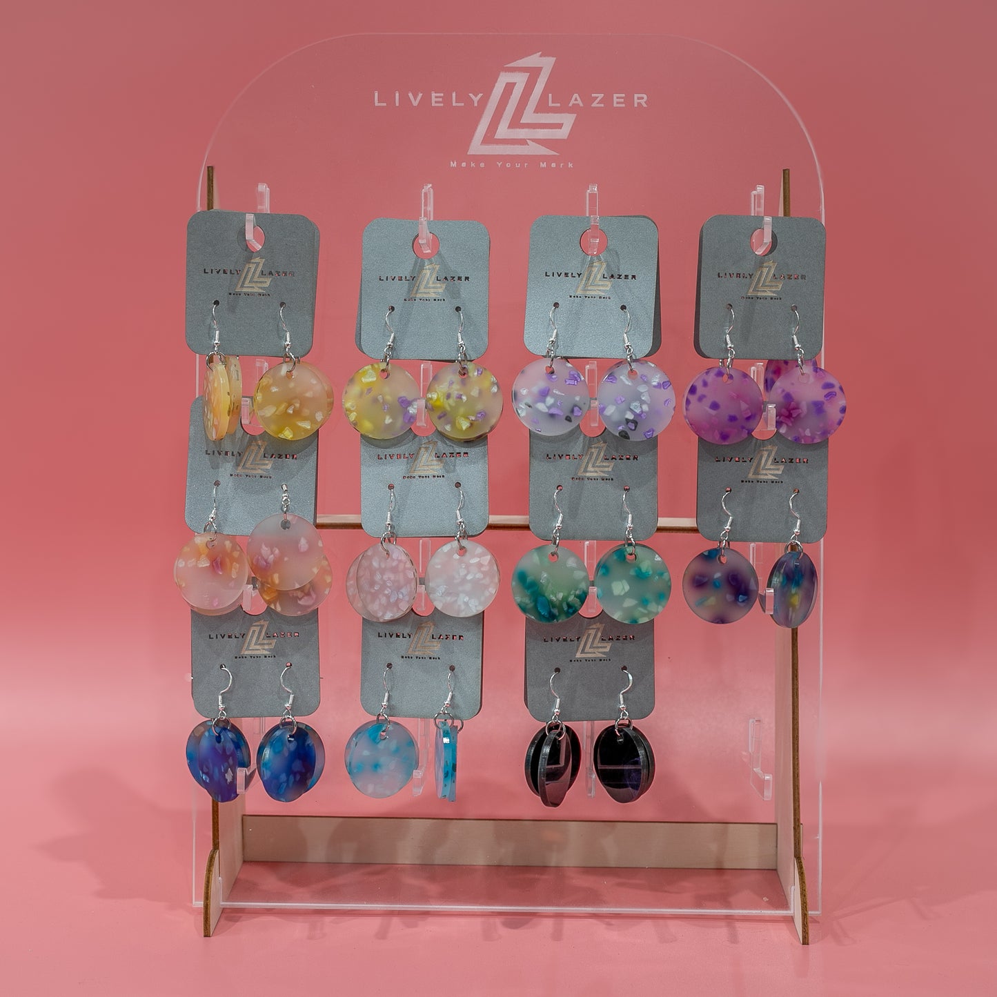 Candy crystals Acrylic Medium circle earrings