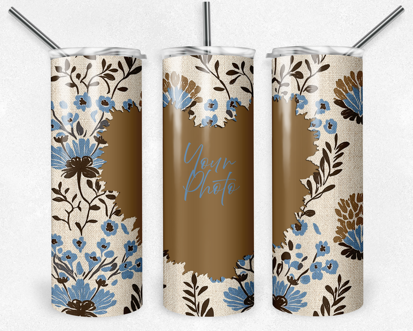 Customised Tumbler - Your PHOTO's - 20oz Stainless steel, skinny, double walled with straw