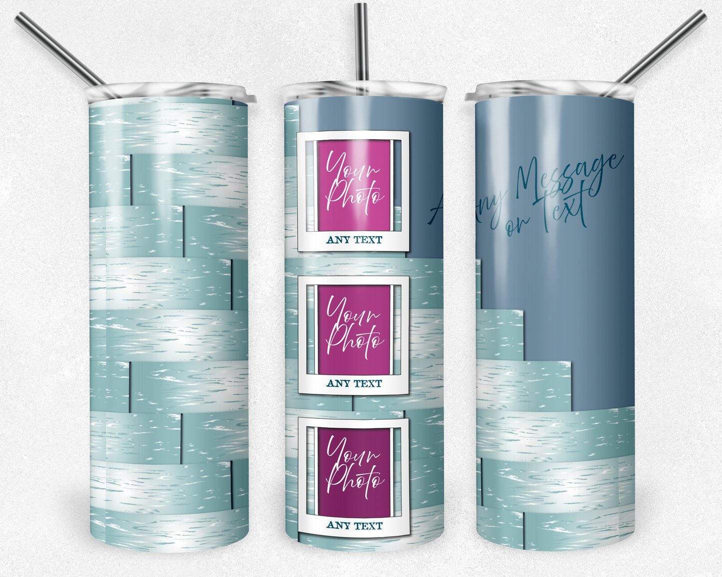 Customised Tumbler - Your PHOTO's - 20oz Stainless steel, skinny, double walled with straw