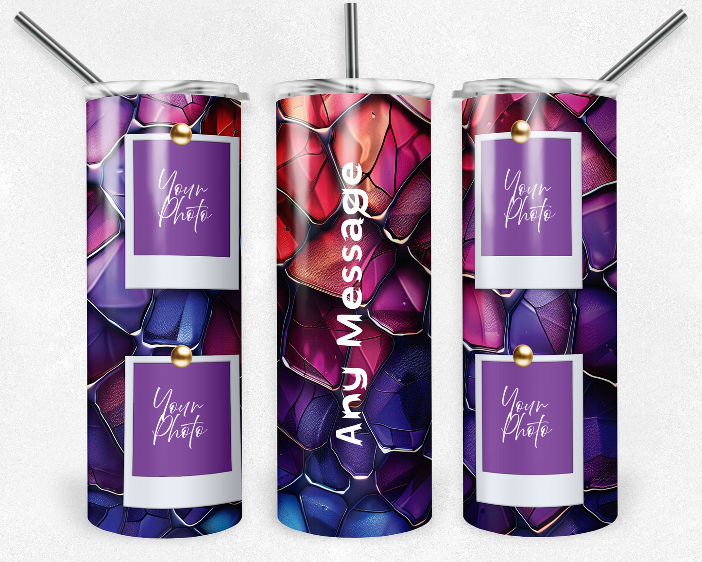 Customised Tumbler - Your PHOTO's - 20oz Stainless steel, skinny, double walled with straw