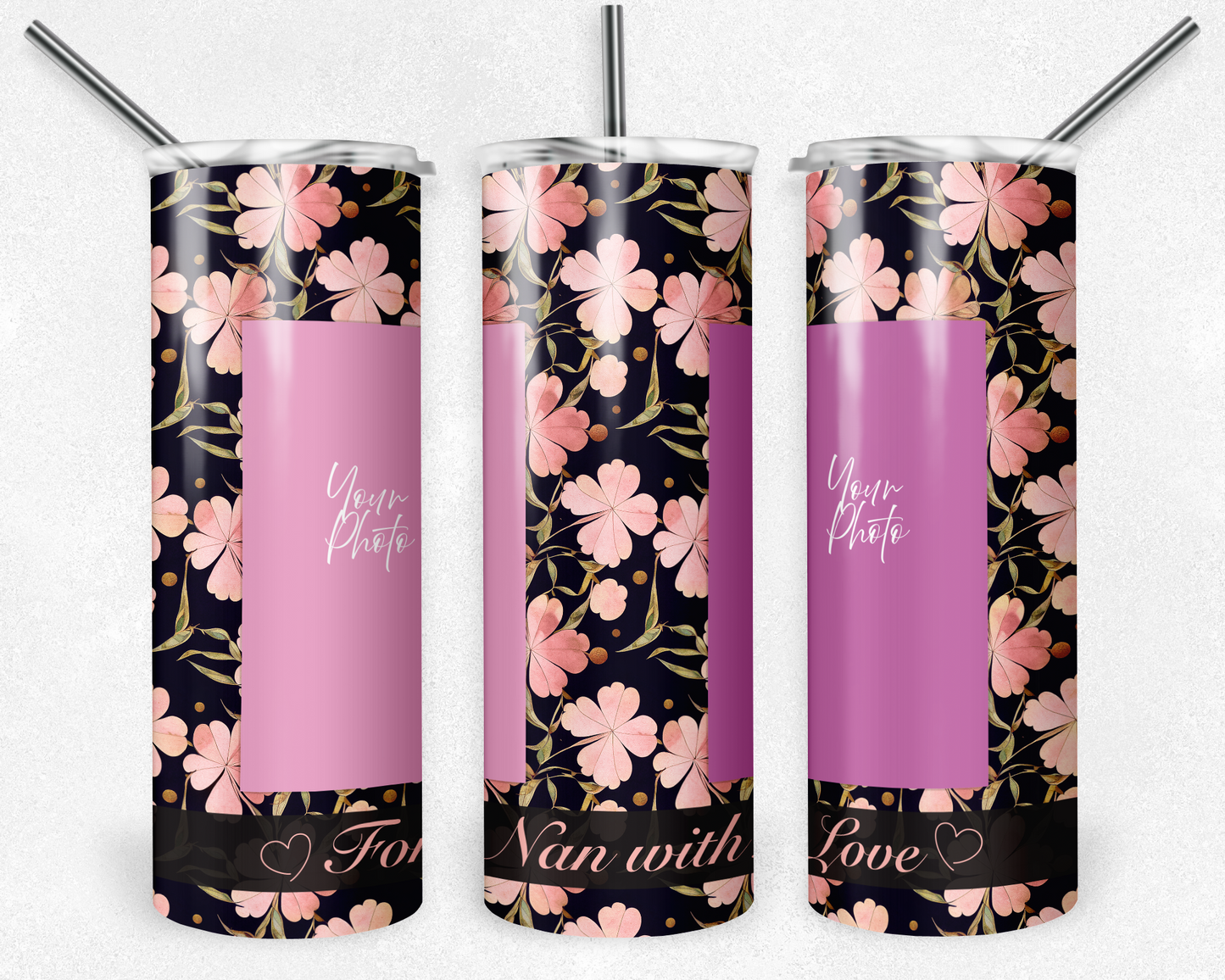 Customised Tumbler - Your PHOTO's - 20oz Stainless steel, skinny, double walled with straw