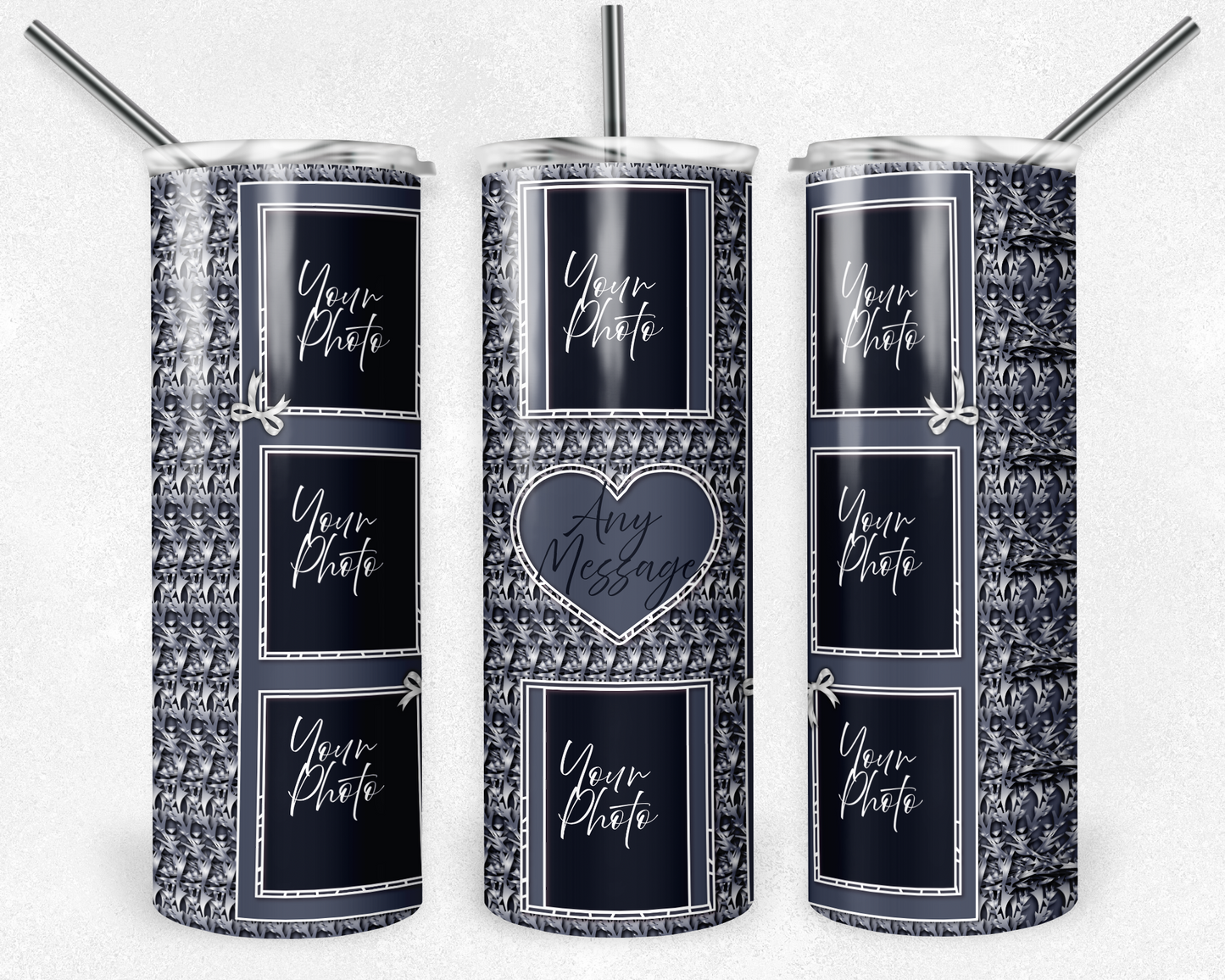 Customised Tumbler - Your PHOTO's - 20oz Stainless steel, skinny, double walled with straw