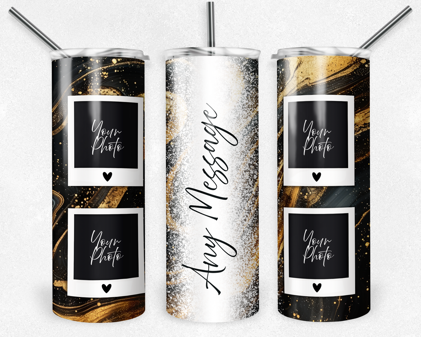 Customised Tumbler - Your PHOTO's - 20oz Stainless steel, skinny, double walled with straw