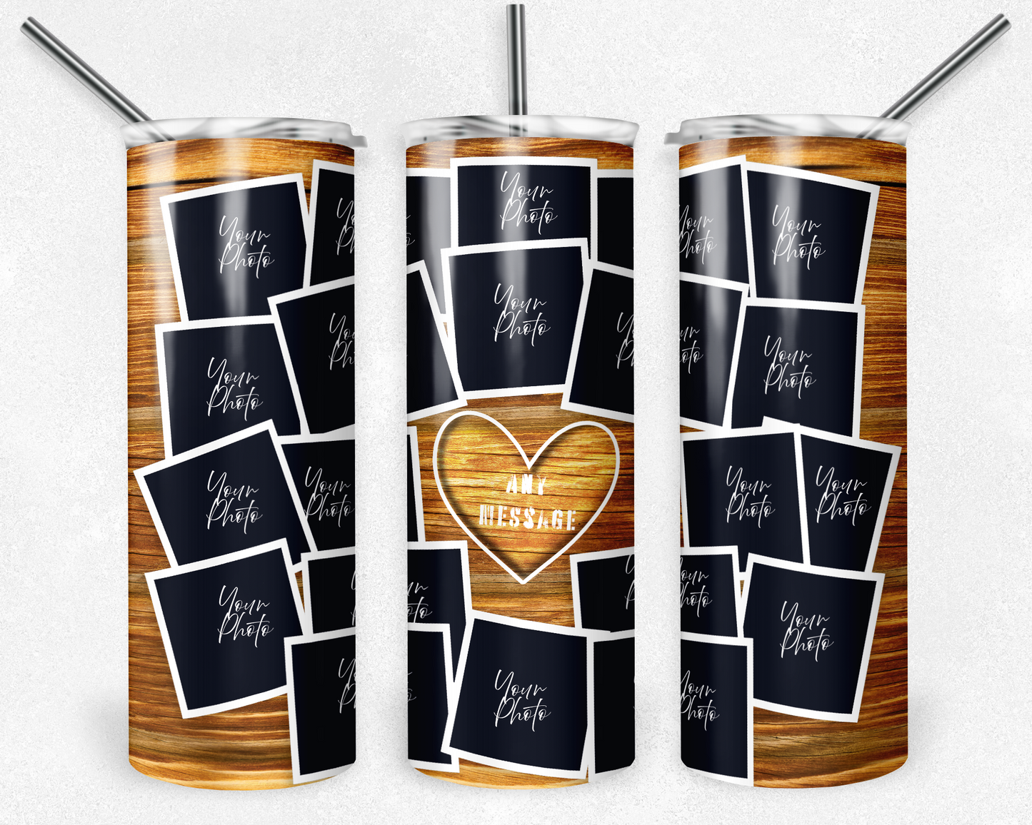Customised Tumbler - Your PHOTO's - 20oz Stainless steel, skinny, double walled with straw