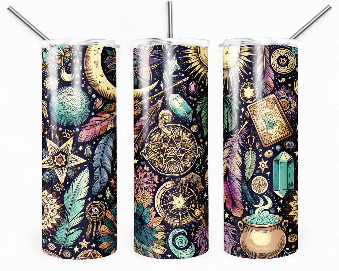 Customised Tumbler - CUTE/COLOURFUL/FANTASY/PRETTY - 20oz Stainless steel, skinny, double walled with straw