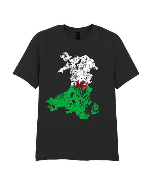 ADULT T SHIRT MAP OF WALES