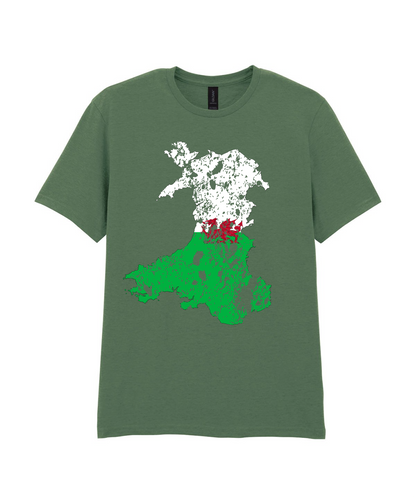 ADULT T SHIRT MAP OF WALES