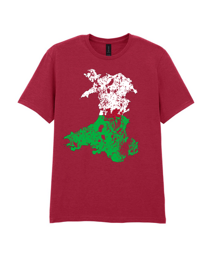 ADULT T SHIRT MAP OF WALES