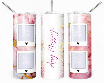 Customised Tumbler  - Your PHOTO's - 20oz Stainless steel, skinny, double walled with straw