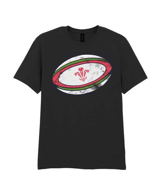 ADULT T SHIRT RUGBY BALL