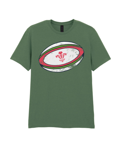 ADULT T SHIRT RUGBY BALL