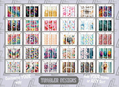Customised Tumbler  - CUTE/COLOURFUL/FANTASY/PRETTY - 20oz Stainless steel, skinny, double walled with straw