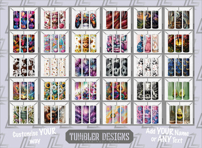 Customised Tumbler  - CUTE/COLOURFUL/FANTASY/PRETTY - 20oz Stainless steel, skinny, double walled with straw