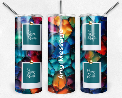 Customised Tumbler  - Your PHOTO's - 20oz Stainless steel, skinny, double walled with straw