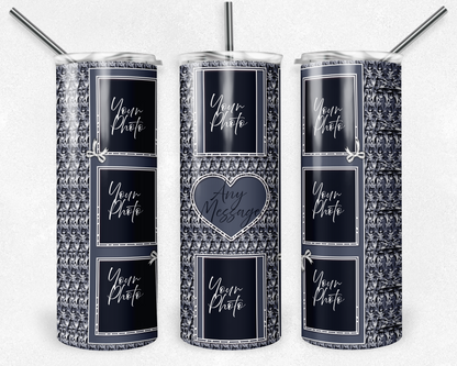 Customised Tumbler  - Your PHOTO's - 20oz Stainless steel, skinny, double walled with straw