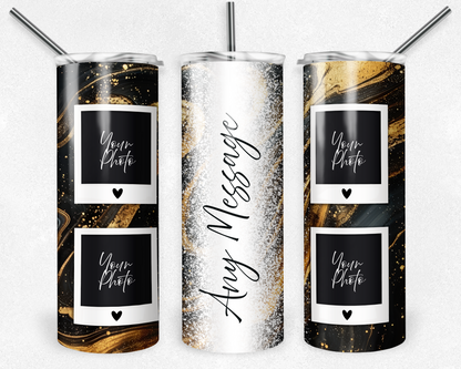 Customised Tumbler  - Your PHOTO's - 20oz Stainless steel, skinny, double walled with straw