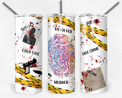 Customised Tumbler  - HORROR/GOTHIC/DARK/TRUE CRIME - 20oz Stainless steel, skinny, double walled with straw