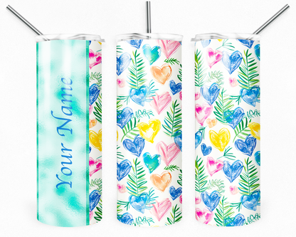 Customised Tumbler  - CUTE/COLOURFUL/FANTASY/PRETTY - 20oz Stainless steel, skinny, double walled with straw