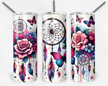 Customised Tumbler  - CUTE/COLOURFUL/FANTASY/PRETTY - 20oz Stainless steel, skinny, double walled with straw