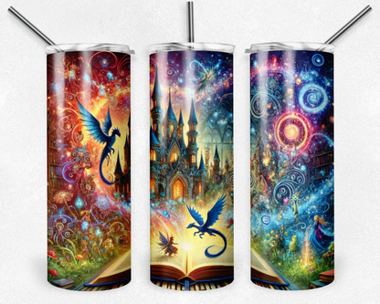 Customised Tumbler  - CUTE/COLOURFUL/FANTASY/PRETTY - 20oz Stainless steel, skinny, double walled with straw