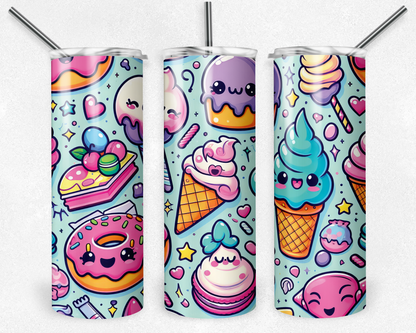 Customised Tumbler  - CUTE/COLOURFUL/FANTASY/PRETTY - 20oz Stainless steel, skinny, double walled with straw