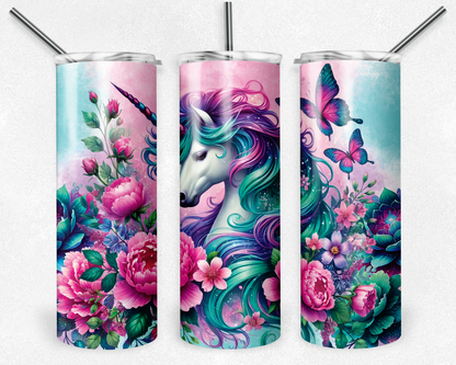 Customised Tumbler  - CUTE/COLOURFUL/FANTASY/PRETTY - 20oz Stainless steel, skinny, double walled with straw